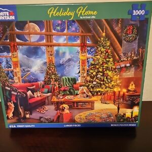 HOLIDAY HOME 1000 PIECE WHITE MOUNTAIN PUZZLE